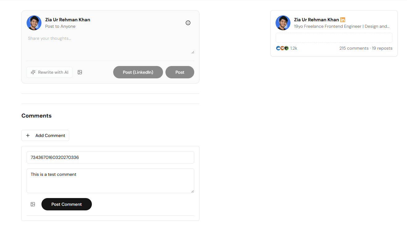 AI LinkedIn Post Generator Interface